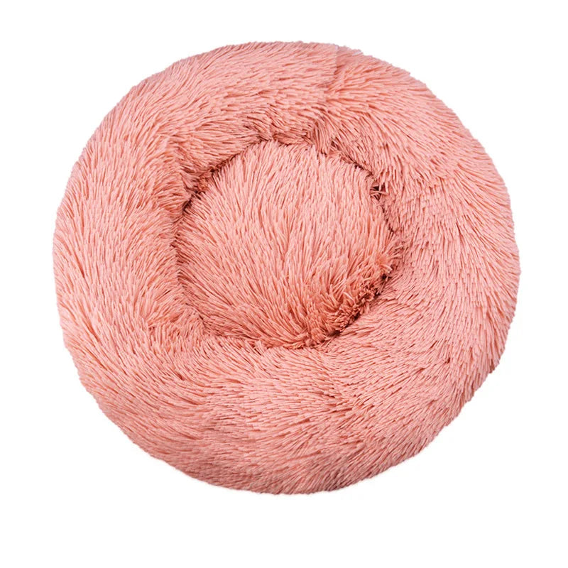 Plush Round Pet Bed – Soft, Warm & Washable