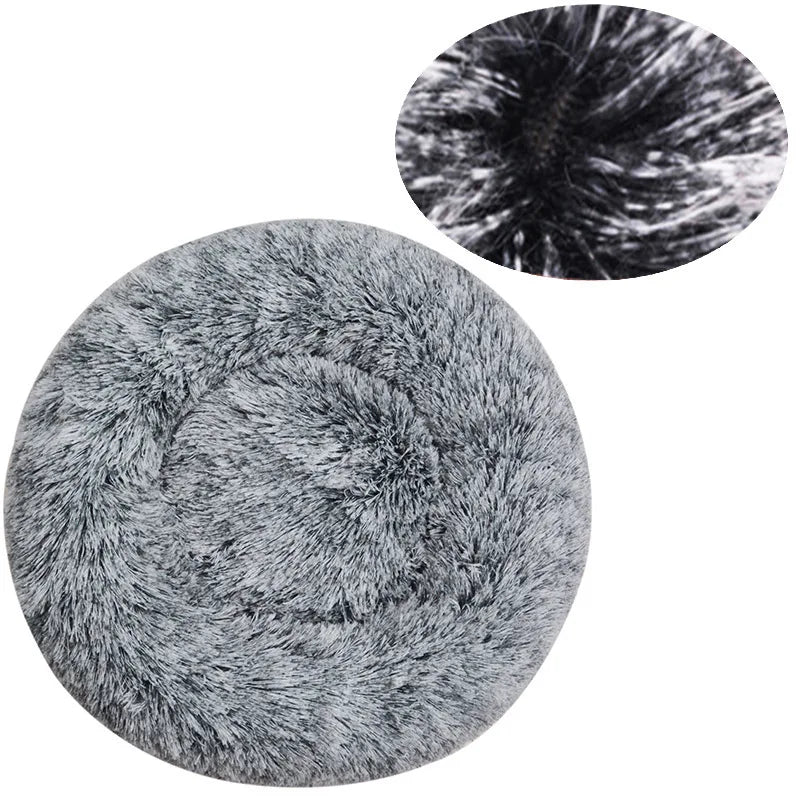 Plush Round Pet Bed – Soft, Warm & Washable