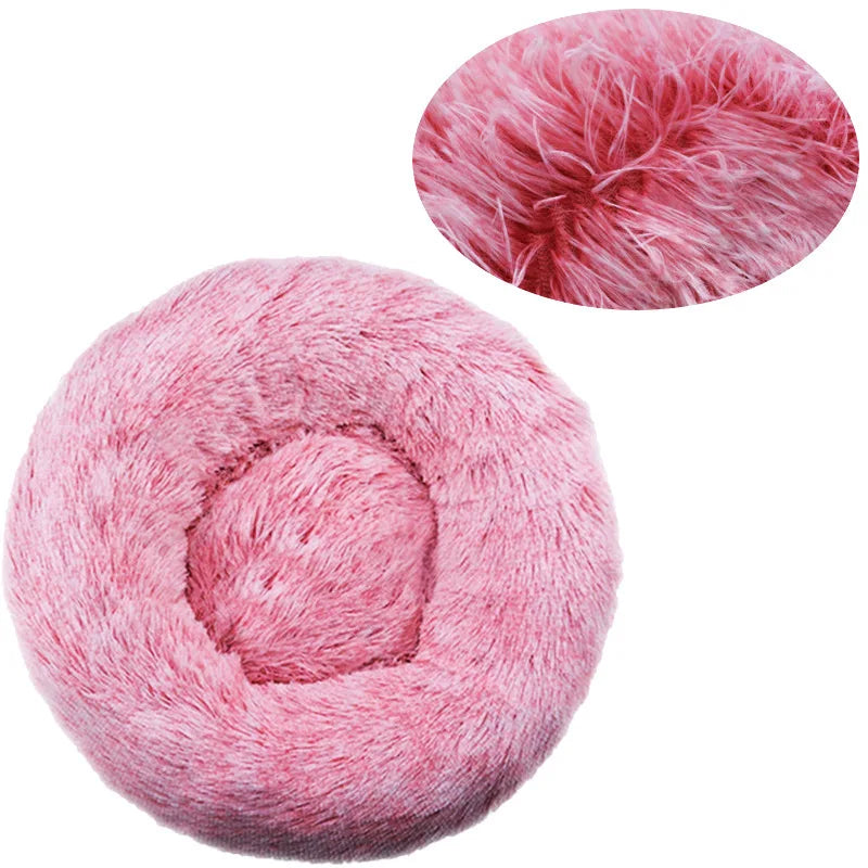 Plush Round Pet Bed – Soft, Warm & Washable